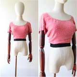 "French Rose Beadwork" Vintage 1930's French Rose Pink Silk & Beaded Blouse UK 6 US 2