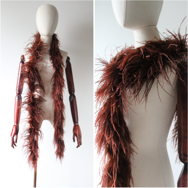 "Chestnut Feathers" Vintage 1920's Chestnut Ostrich Feather Boa