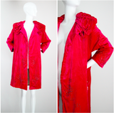 "Raspberry Pink Velvet" Vintage 1920's Silk Velvet Beaded Coat UK 8-10 US 4-6