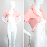 "Scalloped Dior" Vintage 1970's Christian Dior Pink Knitted Bed Jacket UK 8-10 US 4-6