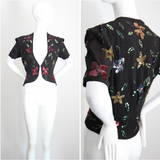 "Sequin Florals" Vintage 1940's Black Rayon & Sequin Jacket UK 8-10 US 4-6