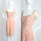 "Chantilly Lace & Rhinestones" Vintage 1950's Howard Greer Lace Dress UK 8 US 4