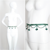 "Emerald Rhinestone Droplets" vintage 1960's Emerald Rhinestone Waist Belt UK 10 US 6