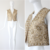 "Larry Aldrich" Vintage 1960's Marie McCarthy For Larry Aldrich Beaded & Embroidered Waistcoat UK 10 US 6