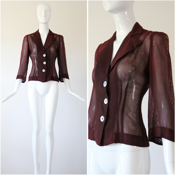 "Dark Pecan" Vintage 1940's Dark Pecan Brown Blouse UK 8 US 4