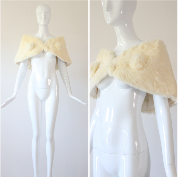 "Cream Coney" Vintage 1950's Cream Coney Evening Shawl UK 10-12 US 6-8