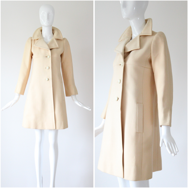 "Yves Saint Laurent" Vintage 1960's Yves Saint Laurent Wool Coat UK 8 US 4