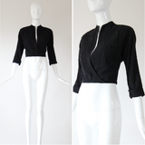 "Glass Beadwork" Vintage Late 1940's Black Beaded Jacket UK 8 US 4