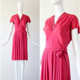 "Blush Rhinestones" Vintage 1940's Blush Pink & Rhinestone Dress UK 10 US 6