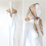 "Muted Florals" Vintage 1930's Pongee Silk Neck Scarf