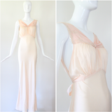 "Silk & Lace" Vintage 1930's Keyhole Detail Silk & Lace Bias Cut Gown UK 8 US 4