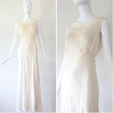 "Cream Lace & Satin" Vintage 1930's Cream Lace & Satin Gown UK 10 US 6