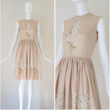 "Wild Flowers" Vintage 1950's Floral Embroidered Day Dress UK 6 US 2