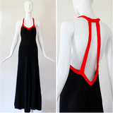 "Quorum" vintage 1970's Black & Red Quorum Dress UK 12 US 8