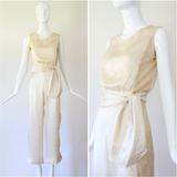 "Silk & Lace" Vintage 1930's Cream Silk & Lace Pyjamas UK 6 US 2
