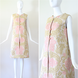 "Muted Silk Paisley" Vintage 1960's Silk Paisley Longline Waistcoat UK 12 US 8