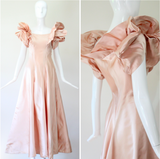 "Architectural Satin" Vintage 1940's Blush Duchess Satin Evening Gown UK 8 US 4