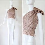 "Polkadot Rosette" Vintage 1950's Silk Polkadot Rosette Blouse UK 6 US 2
