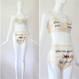 "Sweetheart" Vintage 1940's Rayon Embroidered Sweetheart Lingerie Set UK 8 US 4