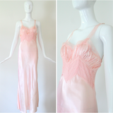 "Perfectly Pink Lace" Vintage 1930's Pink Lace & Pleats Gown UK 8 US 4