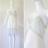 "Floral Embroidery & Pleats" Vintage 1960's Floral Embroidered Gown UK 6-8 US 2-4