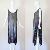 "Silver Sequins" Vintage 1920's Silver Sequin Tabard Dress UK 10-14 US 6-10