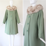 "Sage Wool" Vintage 1950's Sage Green Wool Coat UK 10-14 US 6-10