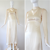 "Cream Satin Cowl" Vintage 1930's Cream Silk Satin Gown UK 4 US 0
