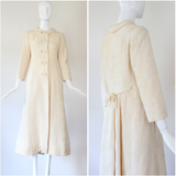 "Matelasse Brocade: Vintage 1960's Cream Matelasse Brocade Coat UK 10 US 6
