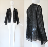 "Midnight Serenade" Vintage 1920's Black & Silver Scalloped Beaded Jacket UK 10-12 US 6-8