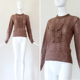 "Winter Knit" Vintage 1950's Chocolate Brown Knitted Jumper UK 10-12 US 6-8