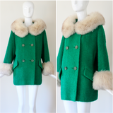 "True Green" Vintage 1960's Green Wool Coat UK 10-14 US 6-10
