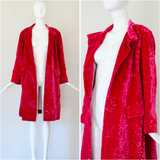 "Pink Matelasse Velvet" Vintage 1960's Fuchsia Matelasse Velvet Coat UK 14 US 10