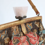 "Needlework Florals" Vintage 1920's Needlework & Lamé Handbag