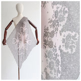 "Scalloped Lace" Vintage 1940's Scalloped Edged Lace Print Silk Scarf