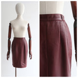 “Vintage Gucci" Vintage 1970's Burgundy Leather Gucci Skirt UK 8 US 4