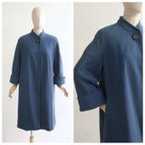 "Elgora" Vintage 1950's Blue Wool Raglan Sleeve Coat UK 12-14 US 8-10