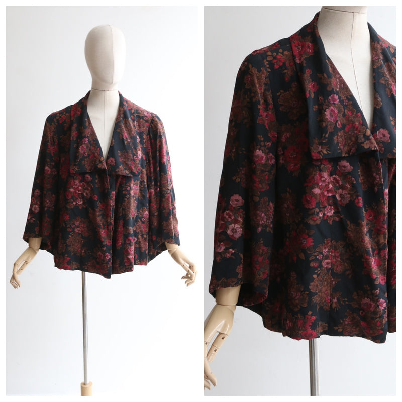"Stiebel Bouquet" Vintage 1950's Victor Steibel Floral Swing Jacket UK 8-16 US 4-12