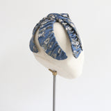 "Blue Brocade" Vintage 1950's Blue Floral Brocade Fascinator