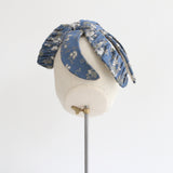 "Blue Brocade" Vintage 1950's Blue Floral Brocade Fascinator