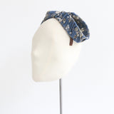 "Blue Brocade" Vintage 1950's Blue Floral Brocade Fascinator