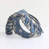 "Blue Brocade" Vintage 1950's Blue Floral Brocade Fascinator