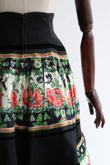 "Sequinned Blossoms" Vintage 1950's Faille & Velvet Sequin Embellished Skirt UK 6-8 US 2-4