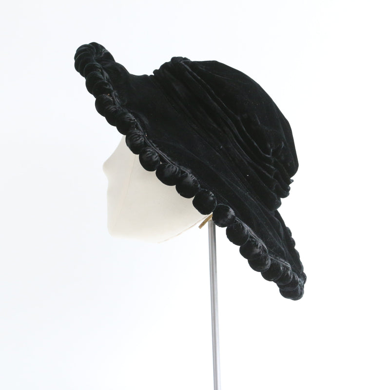 "Maison Habrias" Vintage 1910's Edwardian Silk Velvet Wide Brim Hat