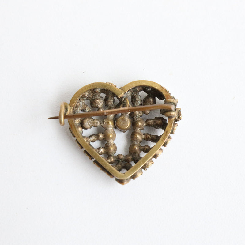 "Edwardian Love" Antique Edwardian Silver Paste Heart Brooch