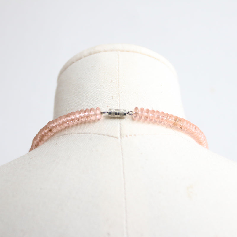 "Rhinestones & Glass" Vintage 1930's Pink & White Rhinestone Necklace
