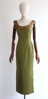 "Gold Beaded Silk" Vintage 1960's Silk & Gold Beaded Dress UK 8 US 4