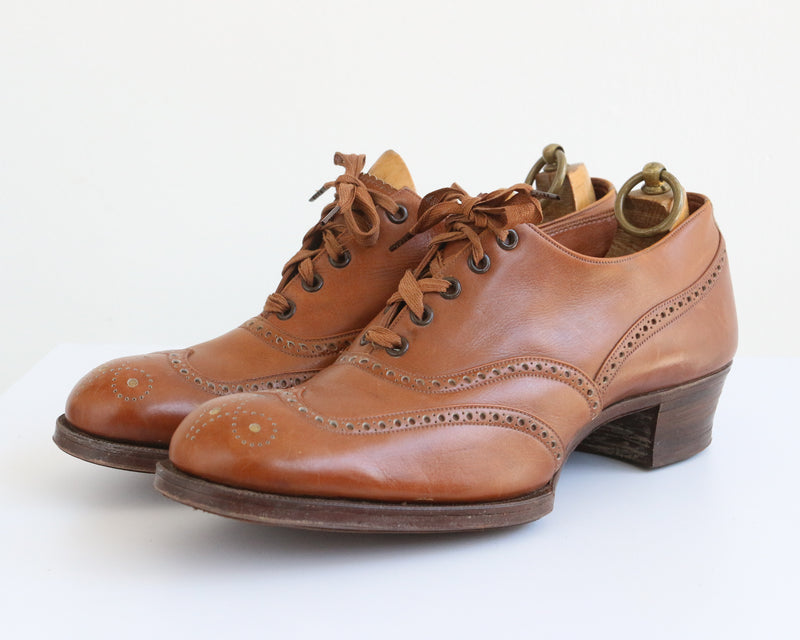 "The Burlington" Vintage Late 1930's Heeled Brogues UK 6 EU 39 US 8