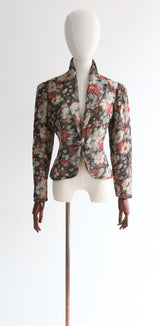 "Winter Lamé" Vintage 1930's Winter Floral Lamé Jacket UK 10-12 US 6-8