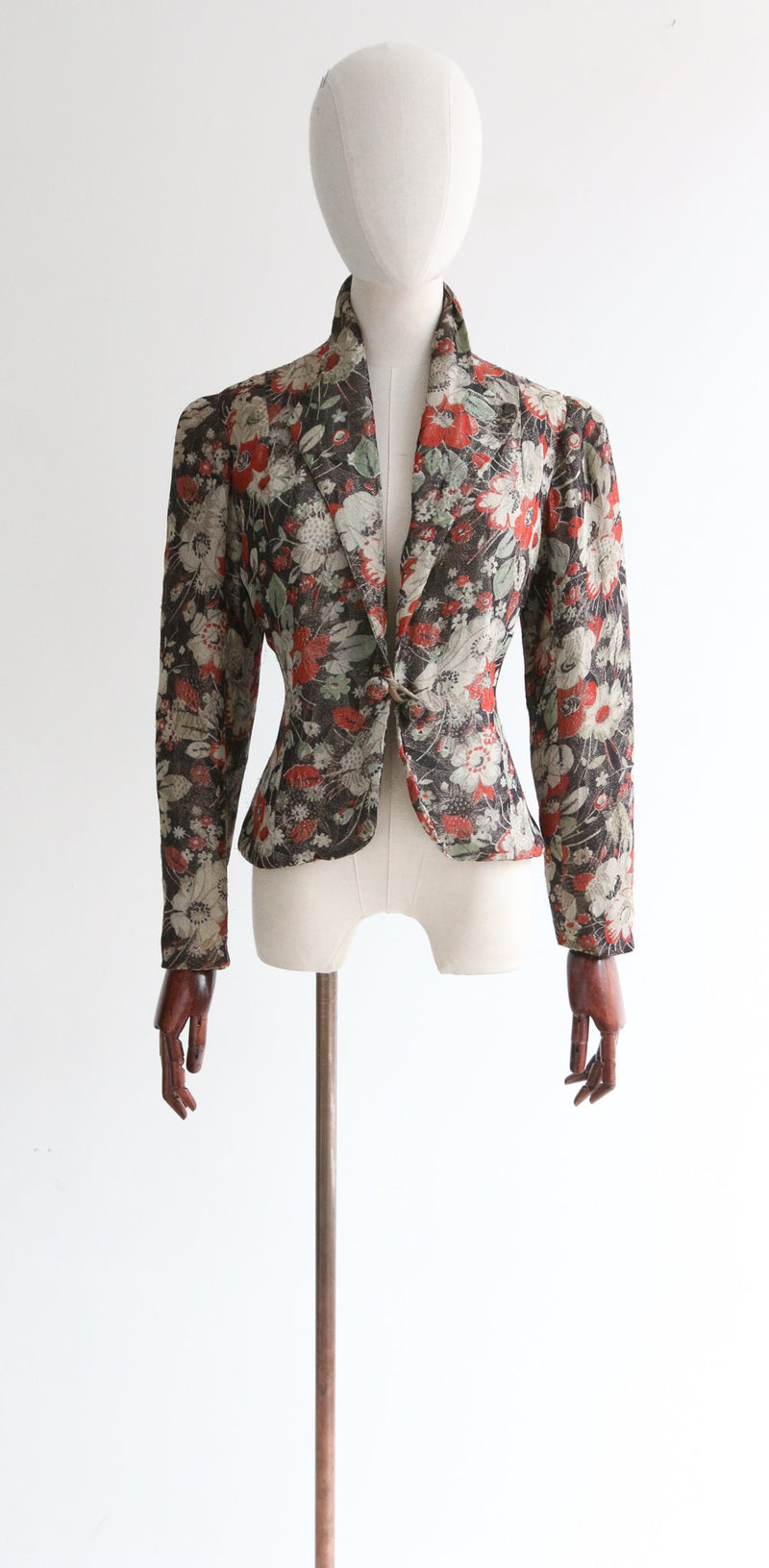 "Winter Lamé" Vintage 1930's Winter Floral Lamé Jacket UK 10-12 US 6-8